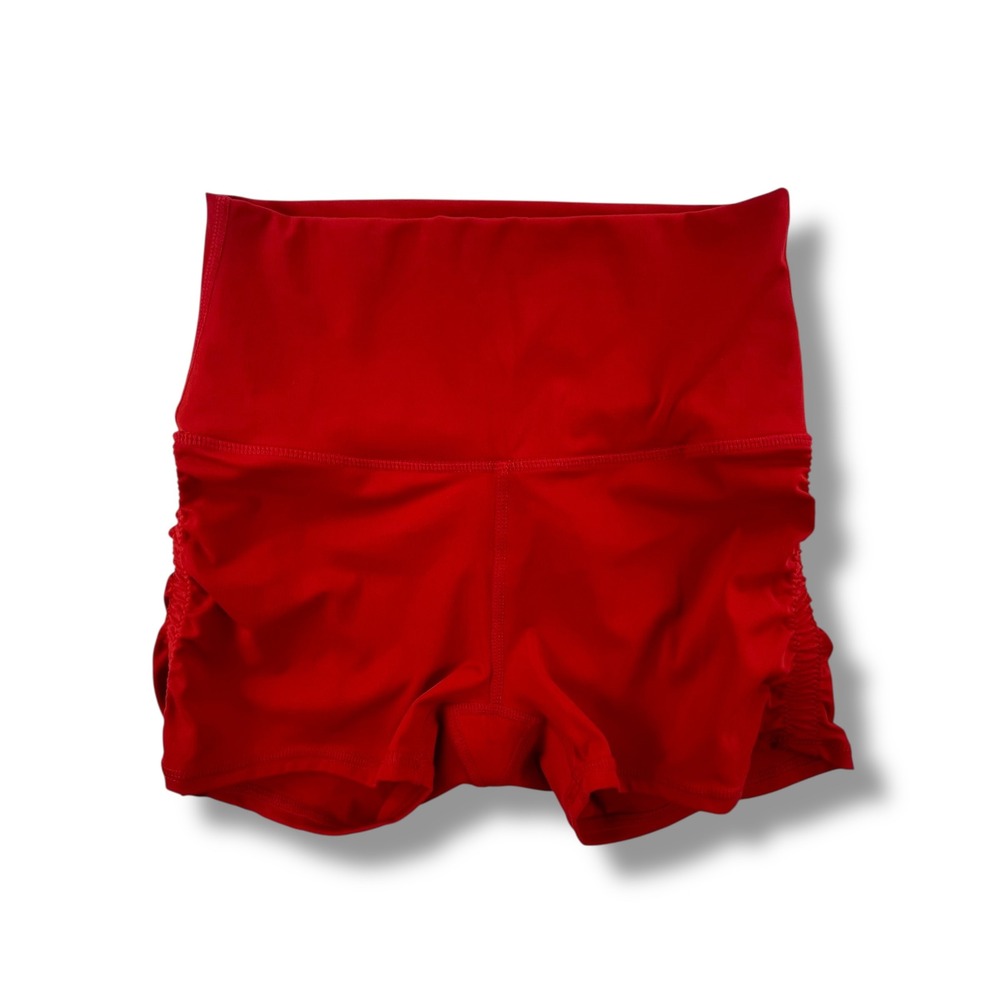 Halara Red High Waisted Compression Ruched Side Active Shorts Women XS NWT
